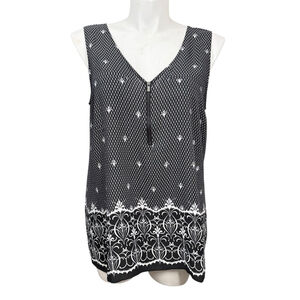 Michel Studio Collection Black White Sleeveless Blouse Size 16